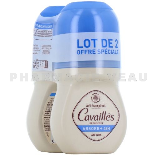 CAVAILLES - Déodorant Roll On Absorb+ Anti-transpirations Lot 2x50ml