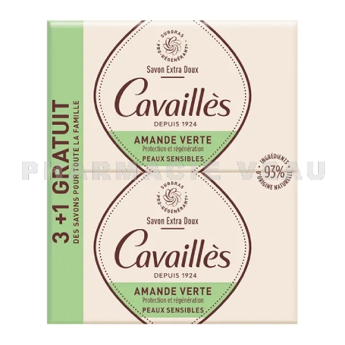 CAVAILLES - Savon Extra Doux Amande Verte 3x250 g + 1 gratuit