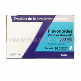 ZENTIVA - Flavonoïdes 500 mg Troubles De La Circulation Veineuse - 60 Comprimés Pelliculés