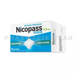 NICOPASS 1,5 mg Sans Sucre EUCALYPTUS Boîte de 96 pastilles
