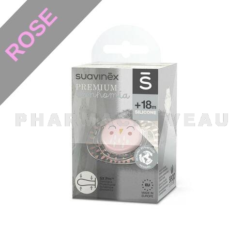 SUAVINEX Sucette SX Pro Tétine Physiologique Silicone 6-18 Mois 2 Unités  (Perroquet Rose)
