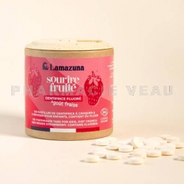 LAMAZUNA - Dentifrice Fluoré à Croquer Fraise - 120 Pastilles