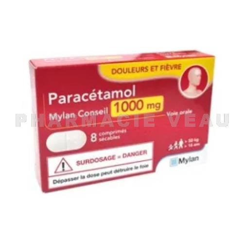 PARACETAMOL 1000 mg Mylan - 8 Comprimés Sécables