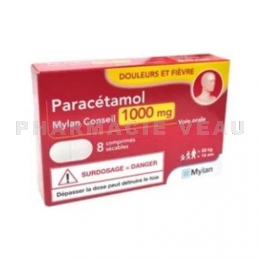 PARACETAMOL 1000 mg Mylan - 8 Comprimés Sécables