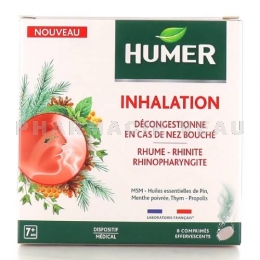 HUMER - Inhalation Décongestionnant Nez Bouché - 8comprimés