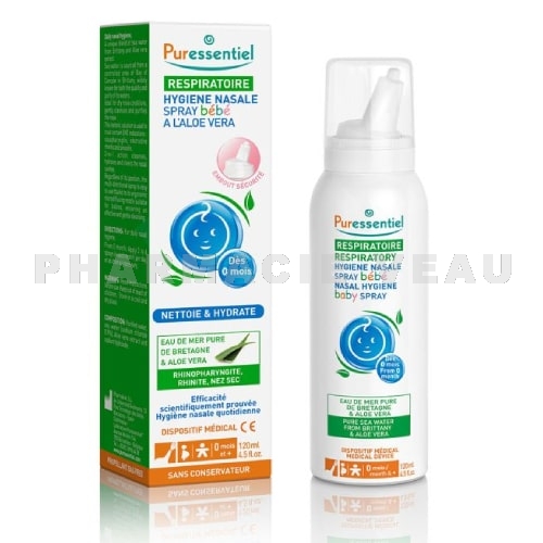 PURESSENTIEL - Spray Hygiène Nasale Bébé à L'Aloé Vera - Spray 120ml