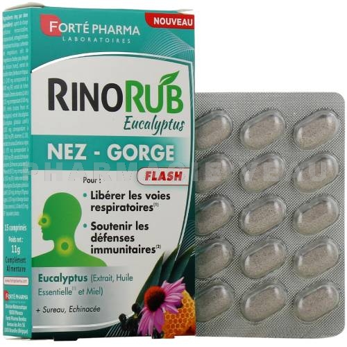 Forté Pharma - Rino Rub Flash Nez et Groge - 15comprimés