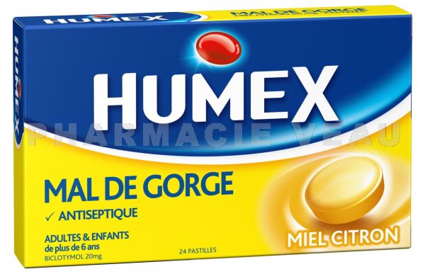 HUMEX Mal de Gorge MIEL CITRON 24 pastilles