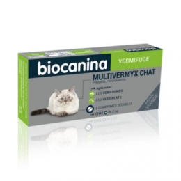 BIOCANINA - Multivermyx 80/20mg Vermifuge pour Chat - 2 Comprimés Sécables