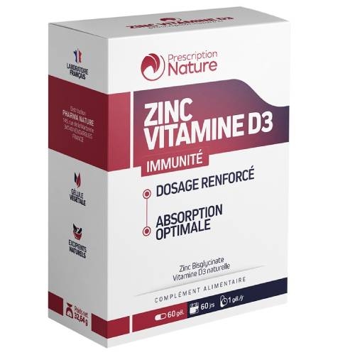 Prescription Nature - Zinc Vitamine D3 - 60 Gélules