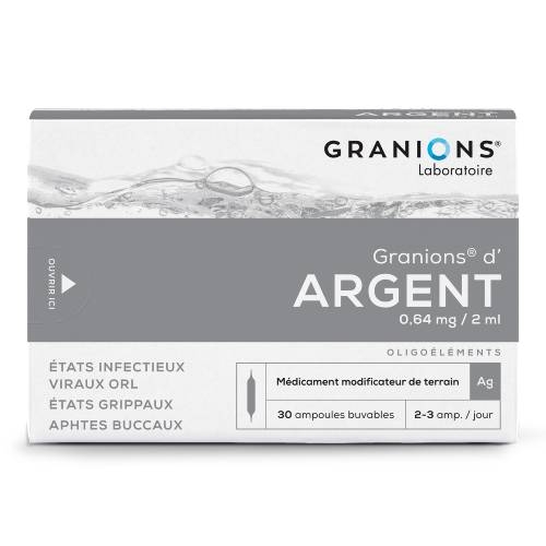 GRANIONS d' ARGENT Ag 0,64 mg/2 ml boîte de 30 ampoules