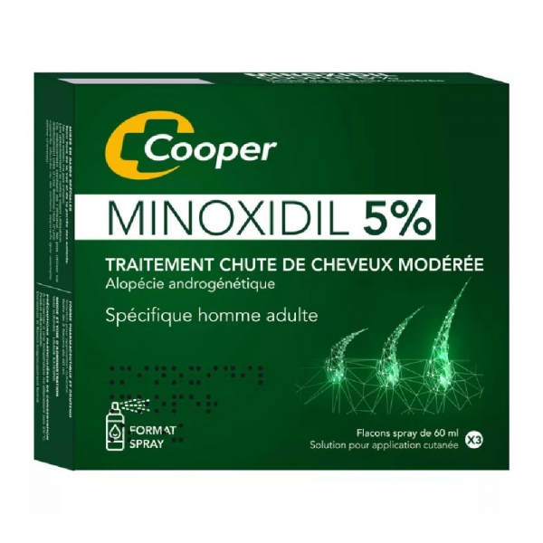 MINOXIDIL 5% COOPER - Chute Des Cheveux Alopécie - 3 Flacon