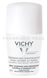 VICHY Déodorant Anti-Transpirant 48H Peaux Sensibles ou Epilées BILLE 50 ml