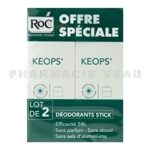 ROC KEOPS Déodorant Stick (Lot 2 sticks x 40 ml)
