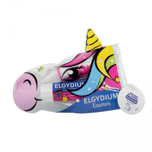 ELGYDIUM - Trousse de Voyage Kids Licorne - 1 Brosse à Dents + 1 Dentrifice 50ml