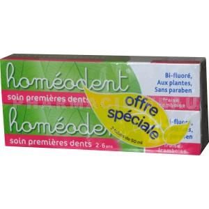 HOMEODENT Premieres Dents 2-6 ans FRAISE Lot de 2 x 50ml