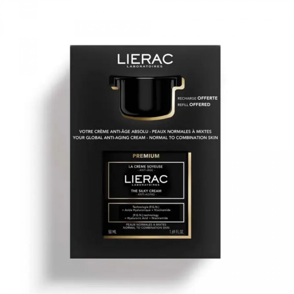 LIERAC Coffret Premium - Crème Soyeuse  Anti-âge -  1 Pot 50ml + 1 Recharge 50ml