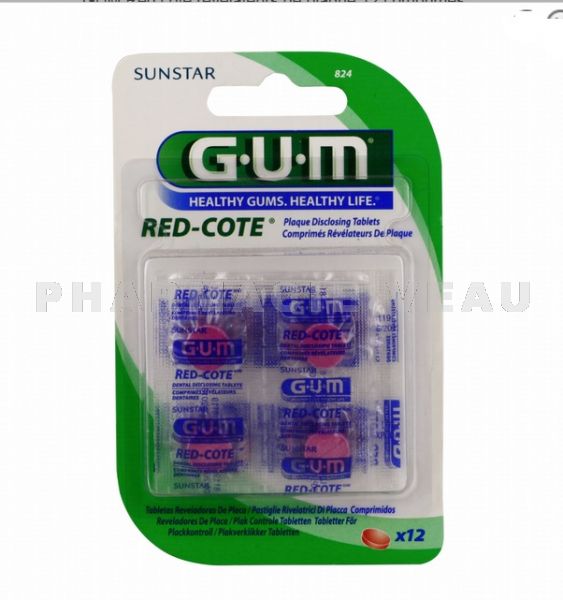 GUM Red cote révelateur de plaque 12 comprimés