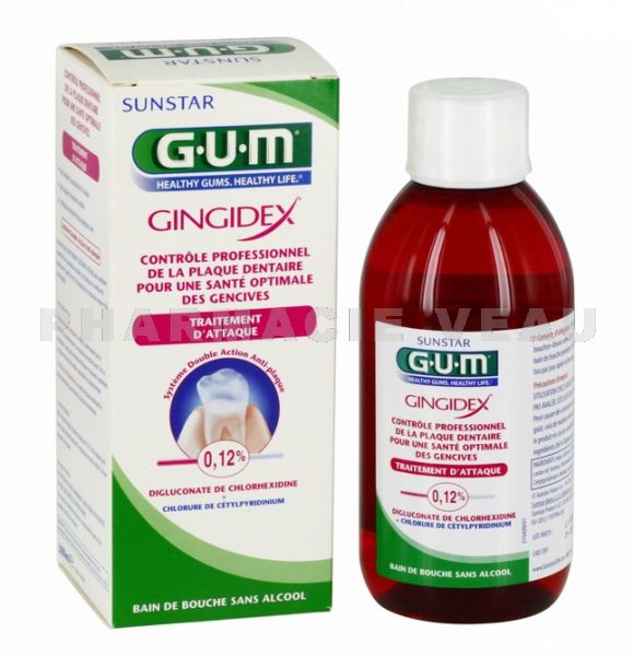 GUM GINGIDEX traitement d'attaque bain de bouche flacon 300 ml référence 1707