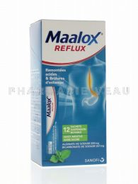 MAALOX REFLUX Menthe sans sucre boîte de 12 sachets-poudre