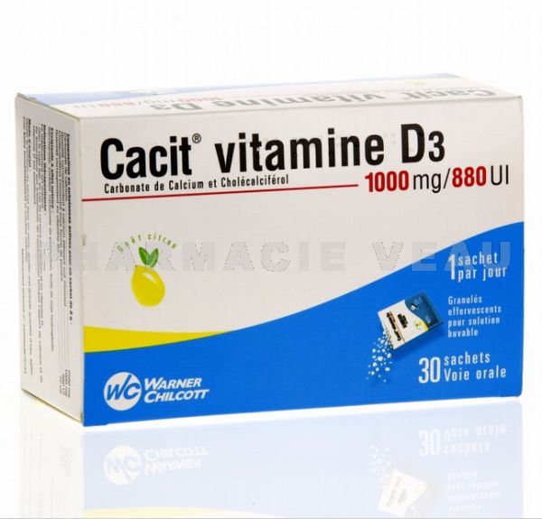 CACIT VITAMINE D3 1000 mg/880 UI boîte de 30 sachets gout citron