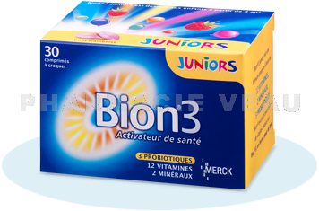 BION 3 Juniors Vitamines Boite de 60 comprimés à croquer Goût Framboise