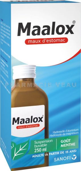 MAALOX Sirop Suspension Buvable Goût Menthe Flacon 250 ml